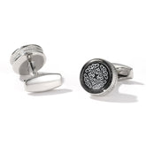 Fashion Pattern Round Silver Cufflinks For Men